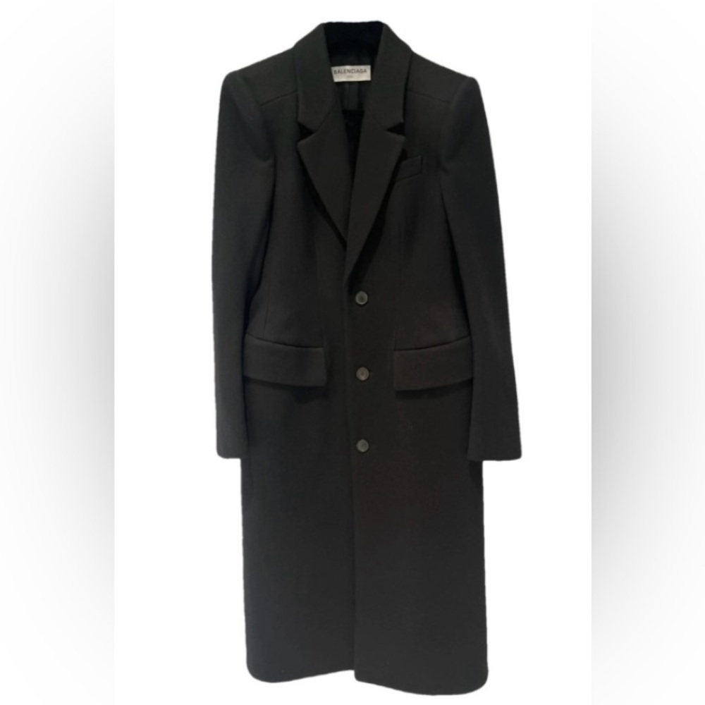 Balenciaga Black Coat with Structured waist